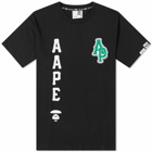 Men's AAPE Street Baseball Moon Face T-Shirt in Black