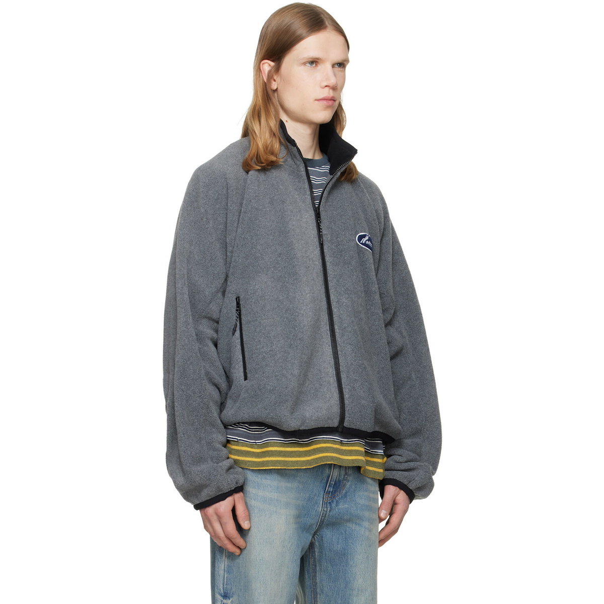 We11done Gray String Fleece Zip-Up Jacket