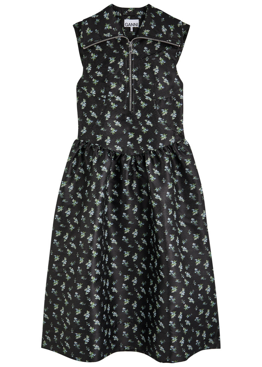 スカート gadidanoniem VANNI BLACK gadid anoniem GANNI Gray Shiny Midi Dress GANNI