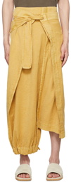 132 5. ISSEY MIYAKE Yellow Asymmetrical Trousers