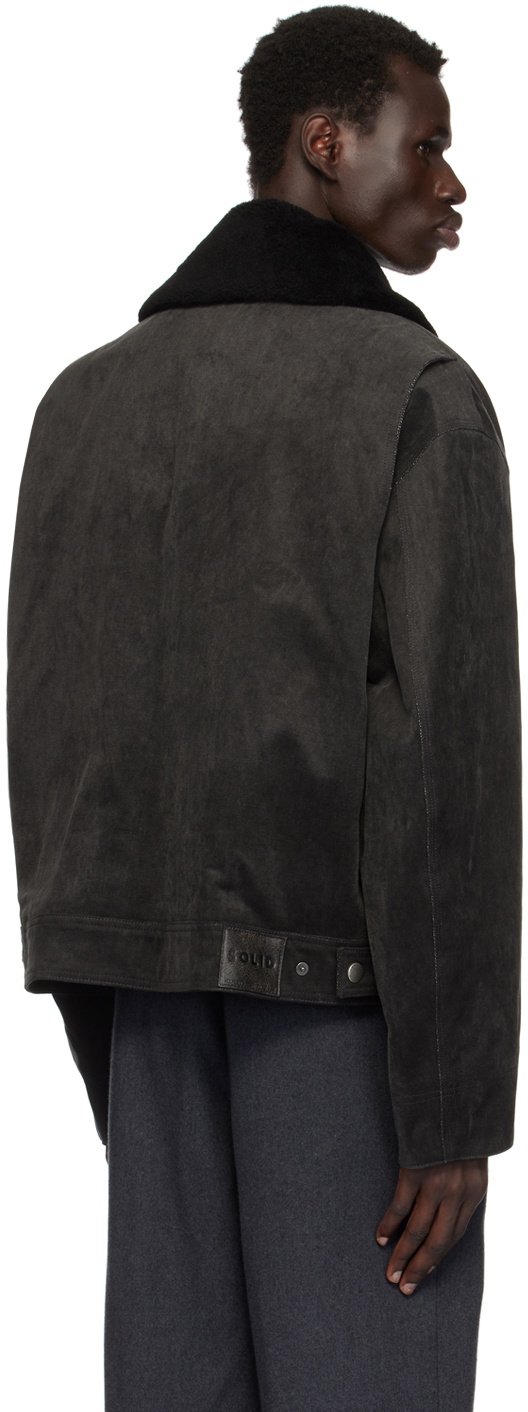 Solid Homme Black Peached Cotton & Down Jacket Set