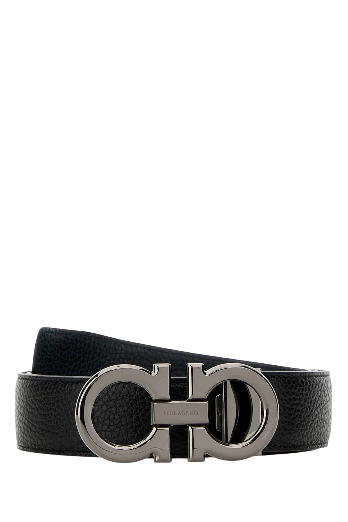 Ferragamo Black Calf Leather Bos Taurus Regular Belt main image 0