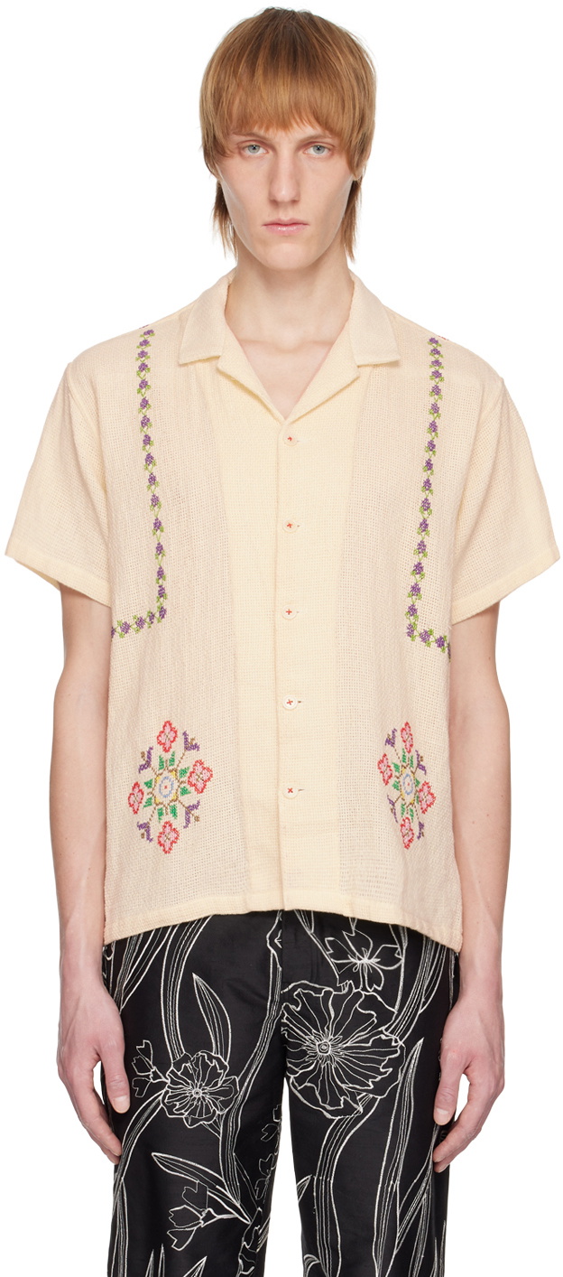 HARAGO Beige Embroidered Shirt