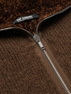 Raf Simons - Metallic Ribbed-Knit Half-Zip Sweater - Brown