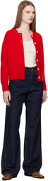 &Daughter Red Ada Crewneck Cardigan