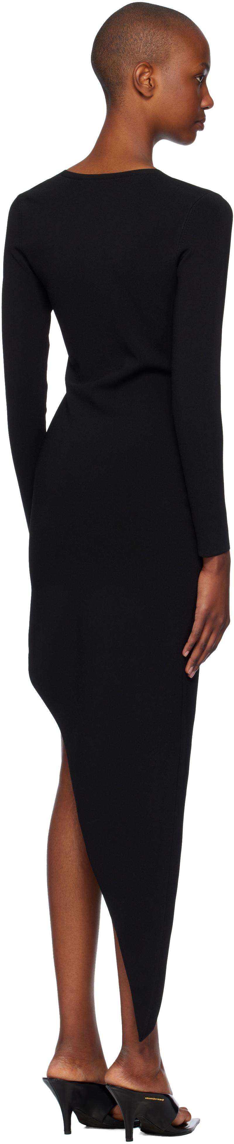 Alexander Wang Black Asymmetric Long-Sleeve Bodycon Maxi Dress Alexander Wang Alexander Wang Black Asymmetric Long-Sleeve Bodycon Maxi Dress Alexander Wang