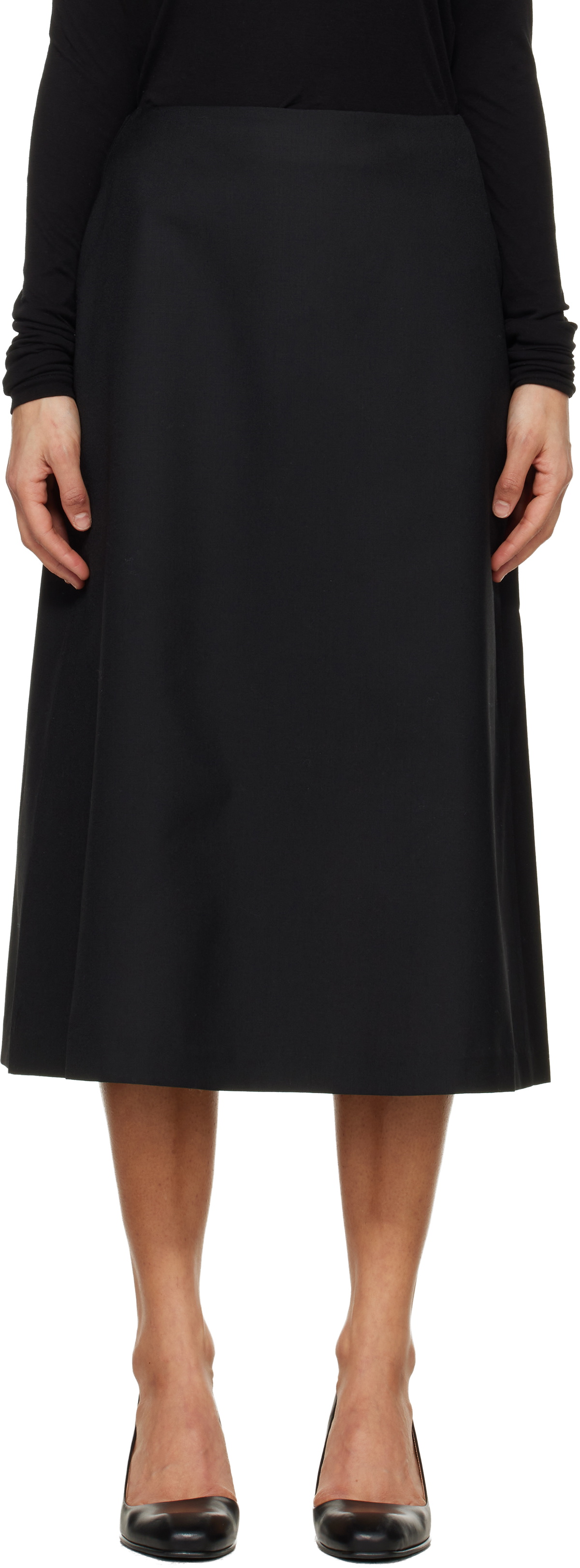 TONYWACK Black Wool Midi Skirt