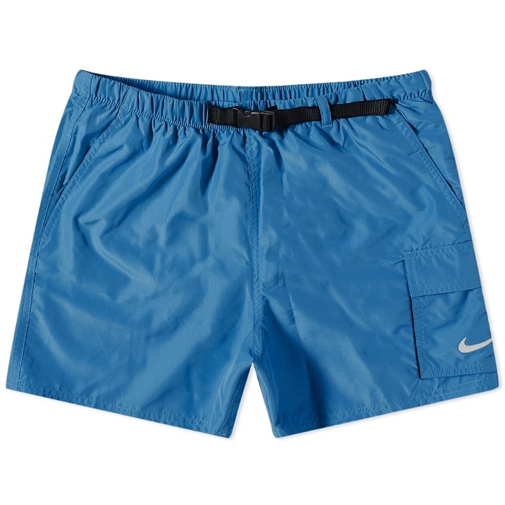 Photo: Nike Swim Men's Belted 5 Volley Short in Marina Blue