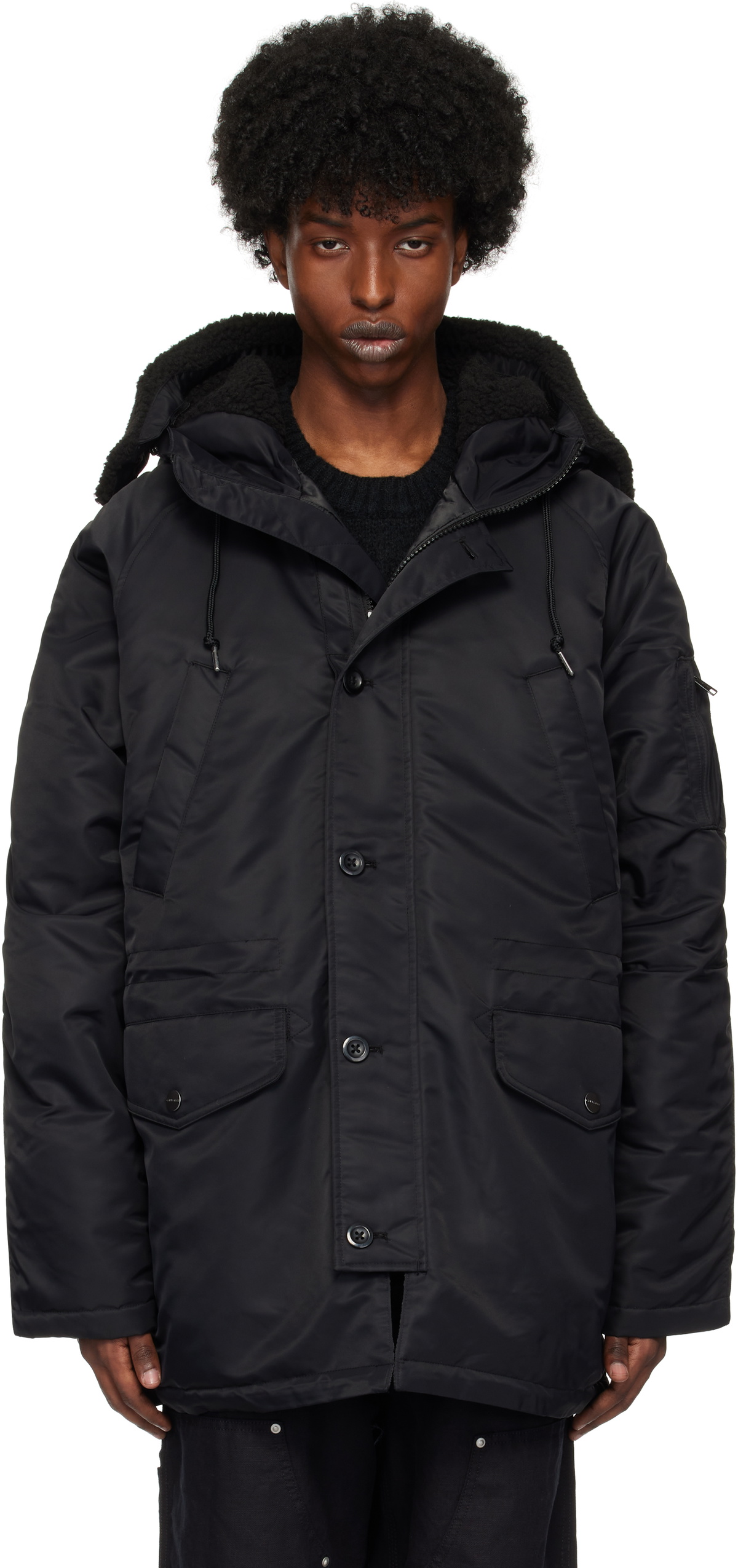 Carhartt Work In Progress Black Hooded Olten Parka Coat