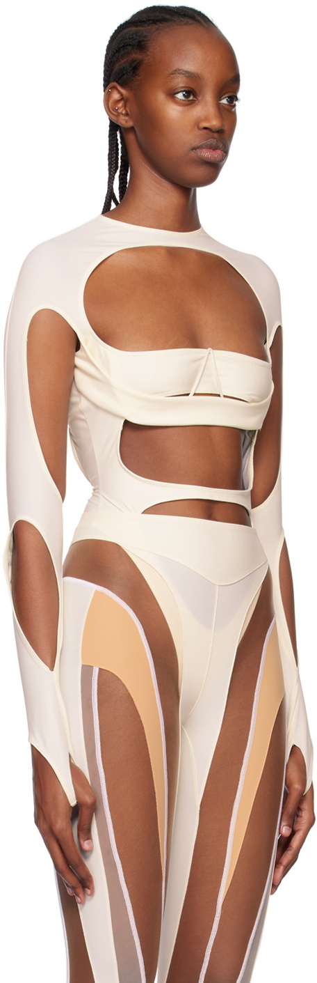 Mugler White Cutout Bodysuit