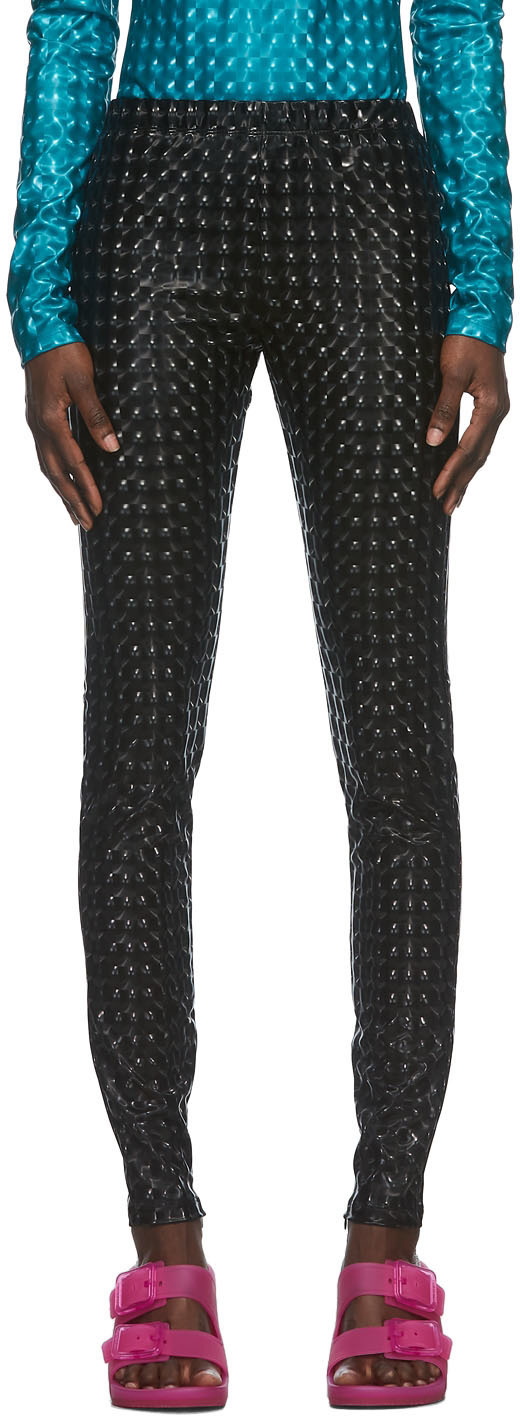 MSGM Black Holographic Leggings MSGM