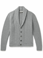Canali - Shawl-Collar Ribbed Wool and Cashmere-Blend Cardigan - Gray