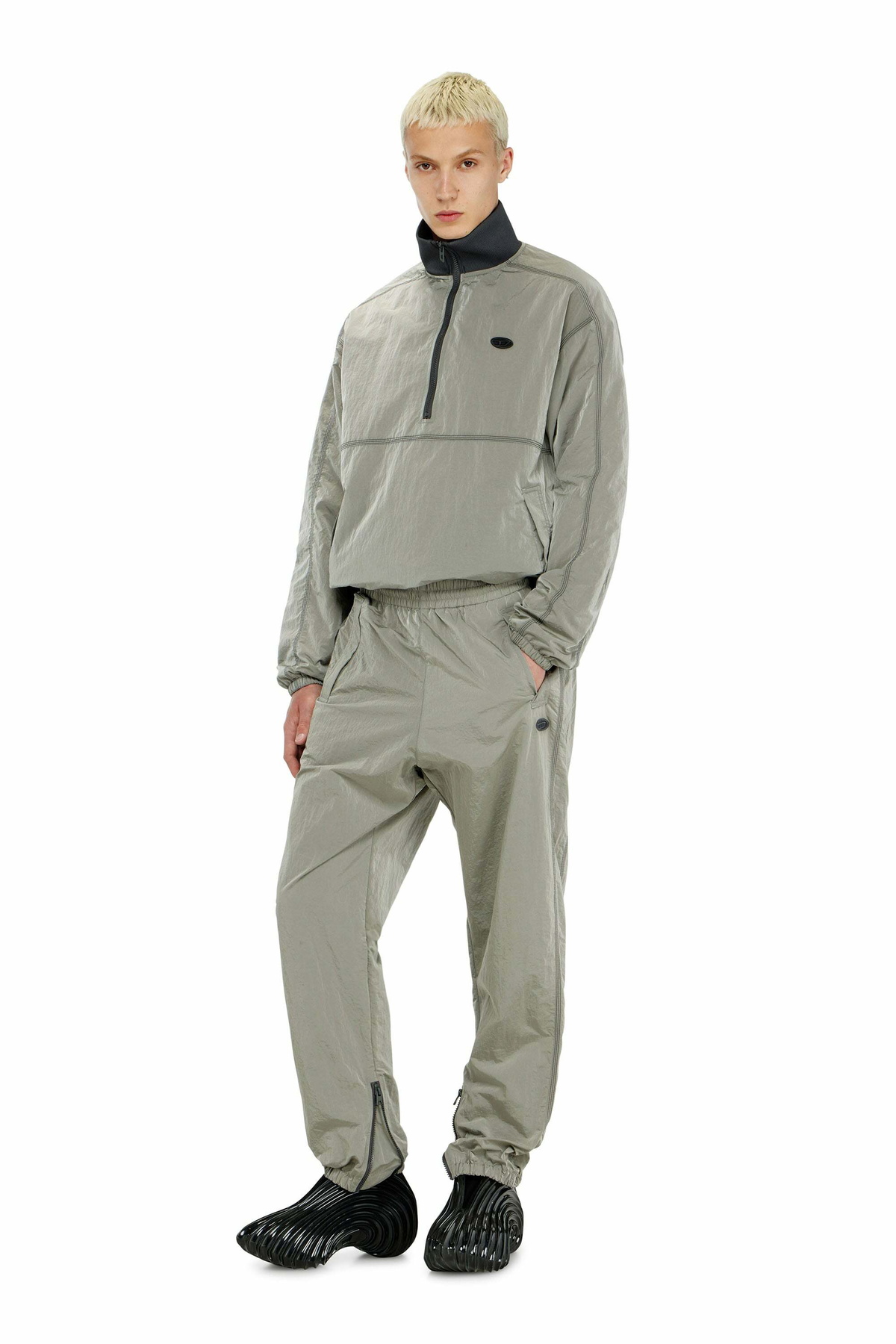 Diesel Nylon pants with crinkle effect - Pants Mens in Grey
