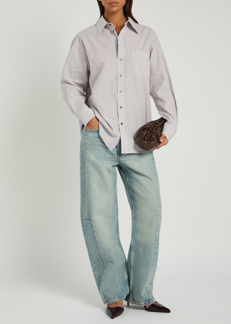 B Sides Slim Lasso Structured Barrel-leg Jeans Blue