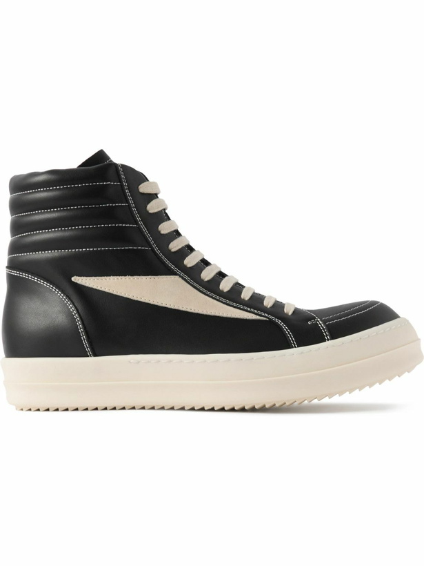 Photo: Rick Owens - Vintage Suede-Trimmed Leather High-Top Sneakers - Black