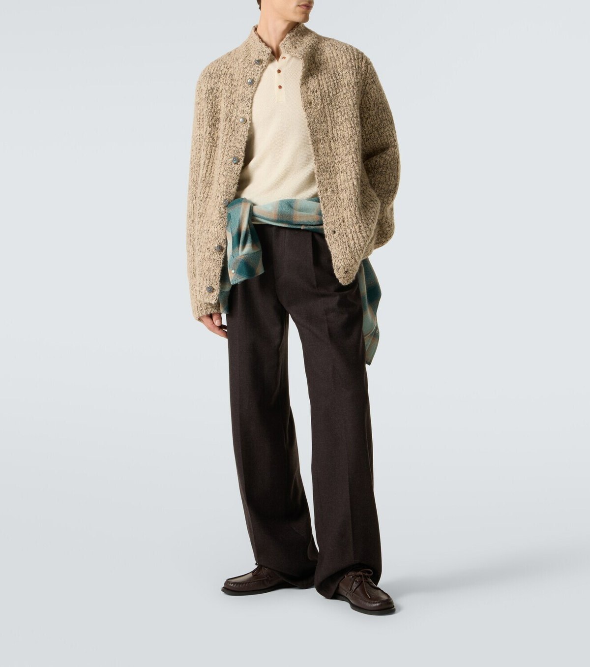 God's True Cashmere Cashmere bouclé cardigan with labradorite