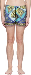 Versace Underwear Blue 'Le Maschere' Swim Shorts