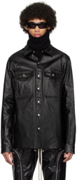 Rick Owens Black Coated Denim Shirt