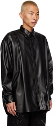 Julius Black Pleated Faux-Leather Jacket