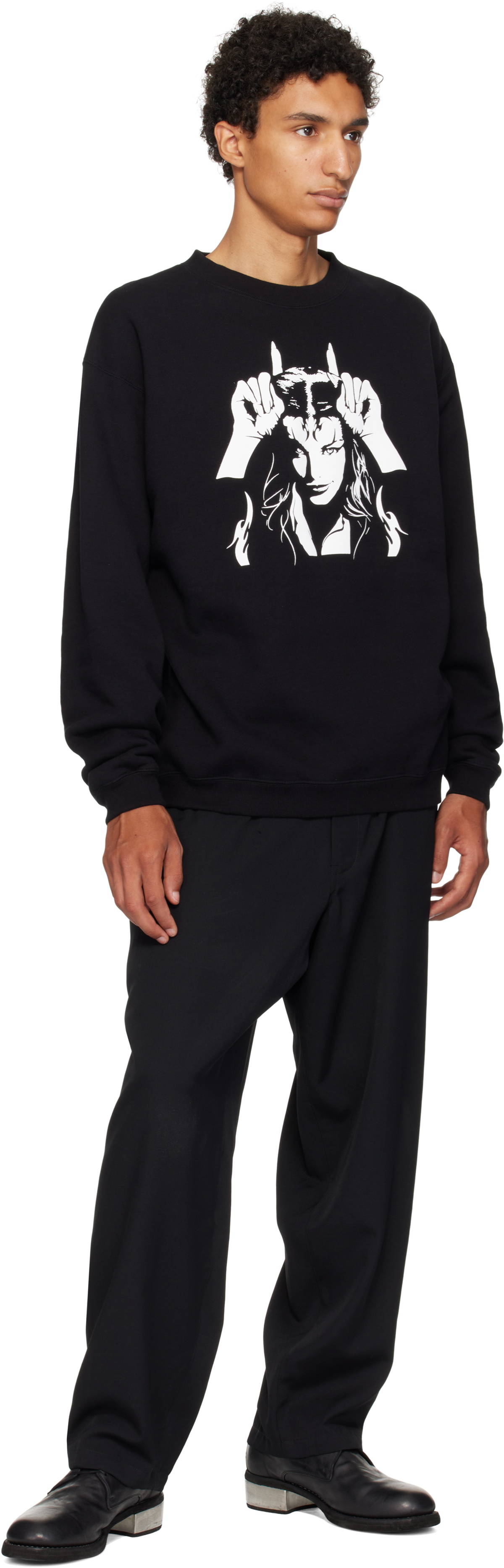 Y's For Men Black Graphic Sweatshirt