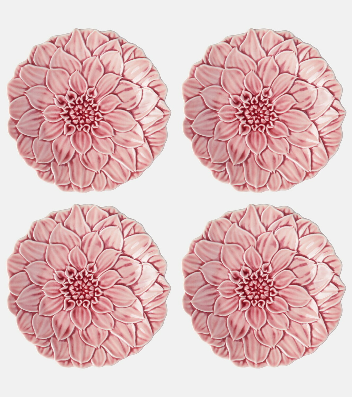 Bordallo Pinheiro Maria Flor Dahlia set of 4 ceramic dinner plates
