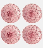 Bordallo Pinheiro Maria Flor Dahlia set of 4 ceramic dinner plates