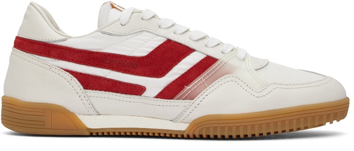 Photo: TOM FORD Off-White & Red Jackson Sneakers