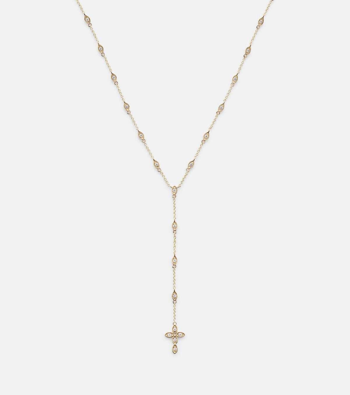 Sydney Evan Cross 14kt gold pendant necklace with diamonds