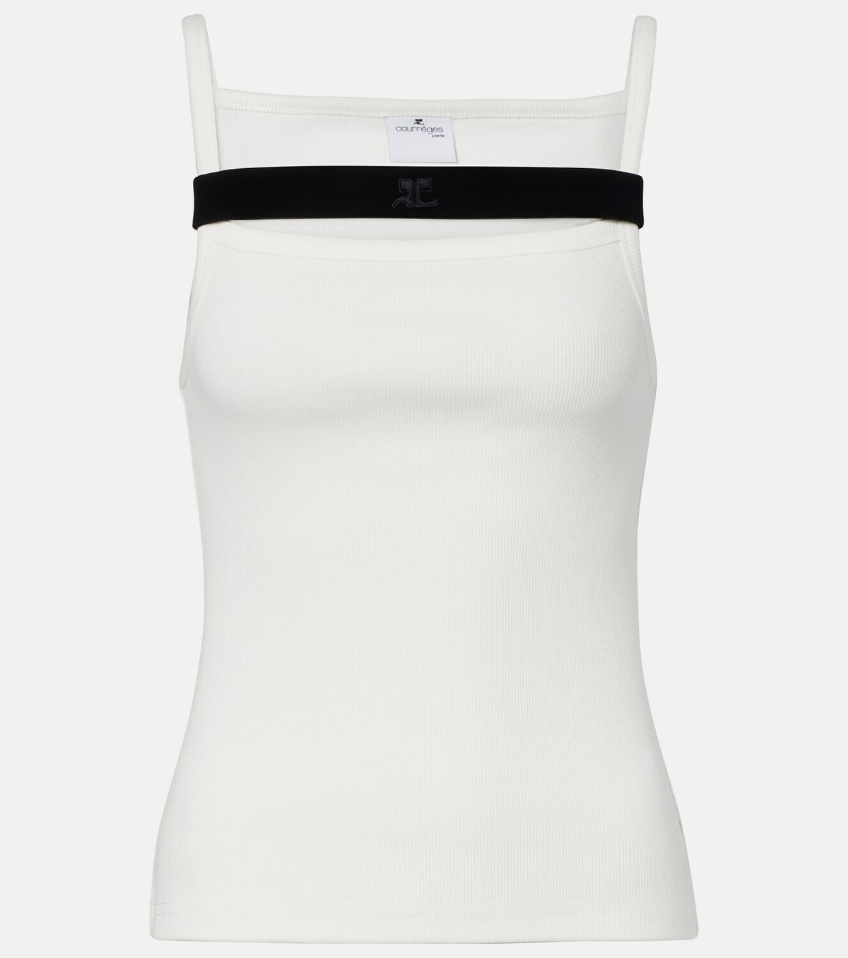 Courrèges Ribbed-knit cotton tank top