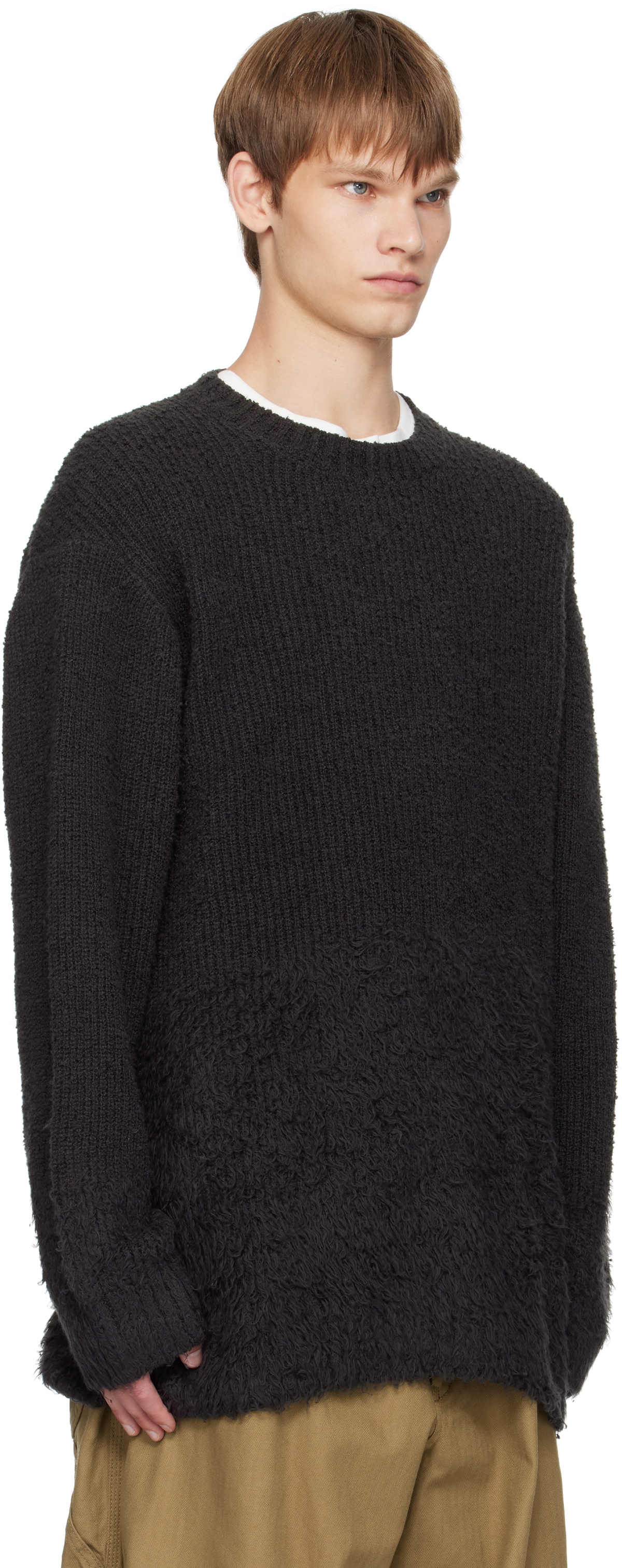 YOHJI YAMAMOTO Gray Gradation Round Neck Sweater