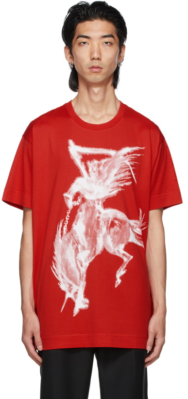 Photo: Givenchy Red Gothic Print T-Shirt