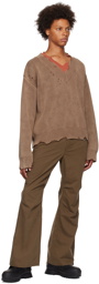 C2H4 Brown Distressed Sweater