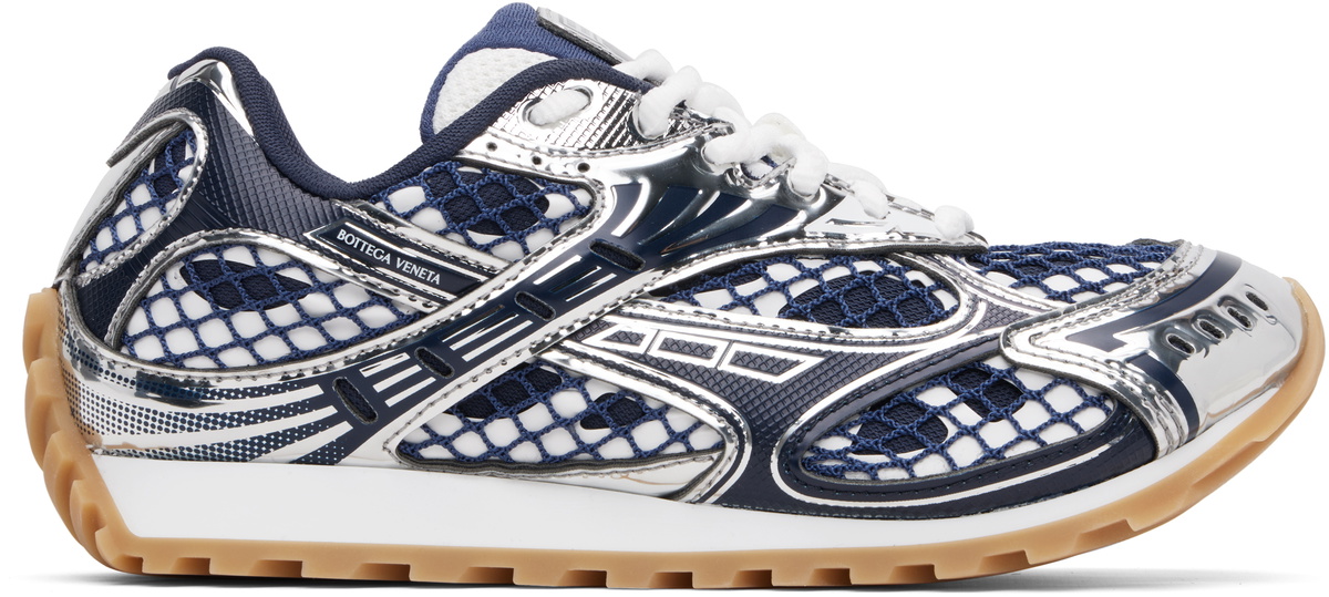 Bottega Veneta Silver & Blue Orbit Sneakers Bottega Veneta