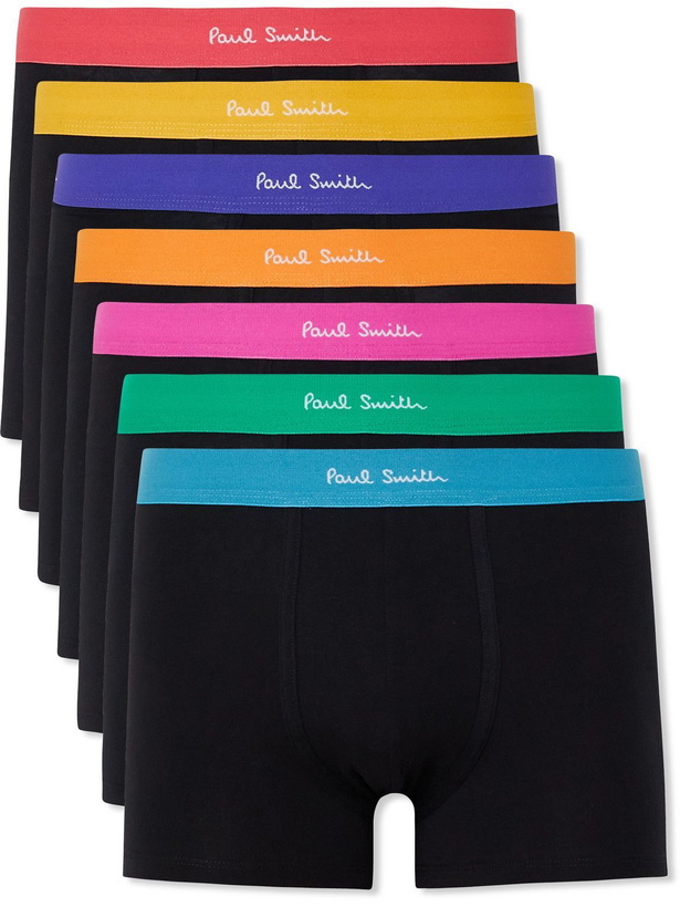 Photo: Paul Smith - Seven-Pack Stretch-Cotton Boxer Briefs - Black