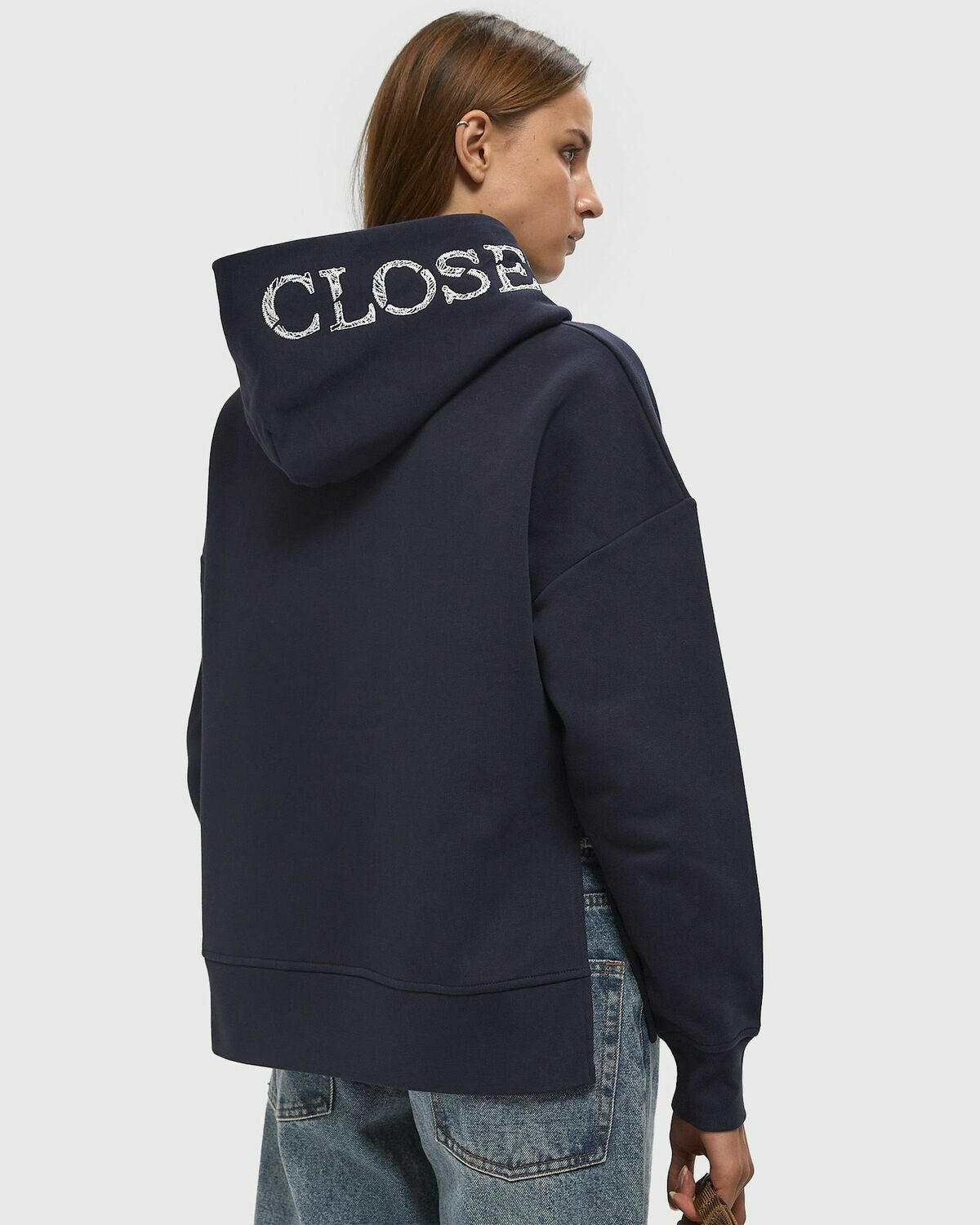 CLOSED LOGO HOODIE Blue Womens Longsleefe