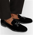 TOM FORD - William Leather-Trimmed Velvet Tasselled Loafers - Men - Black