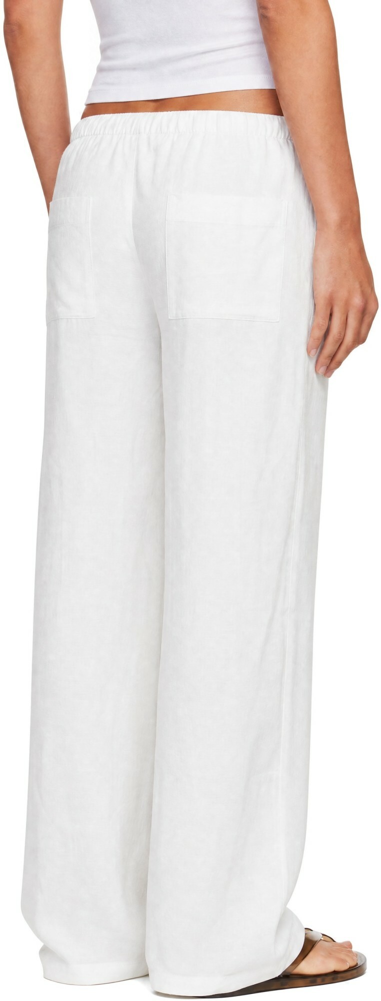 LESET White Daniel Drawstring Pocket Trousers