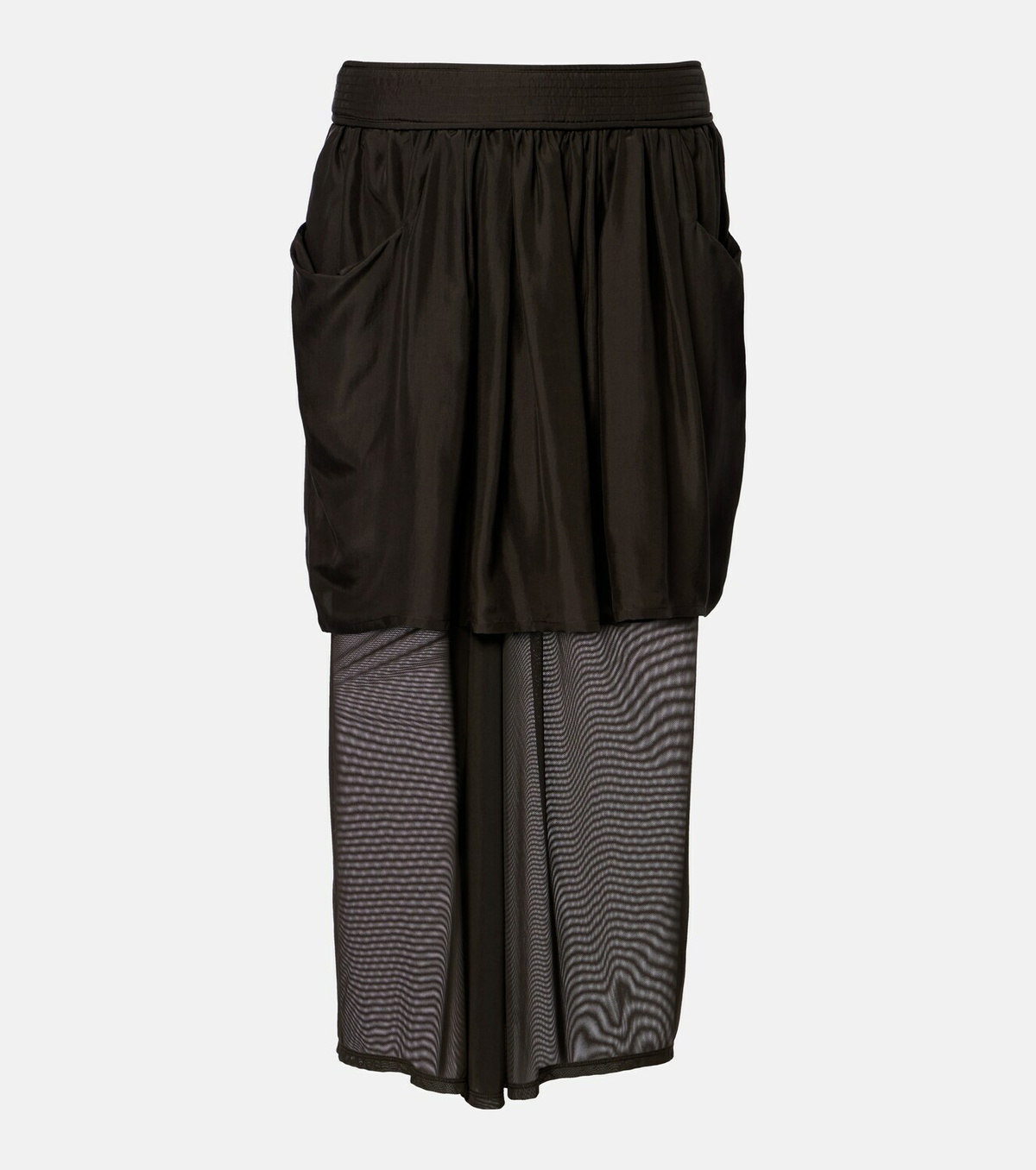 Lemaire Draped semi-sheer silk midi skirt