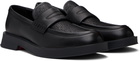 Hugo Black Embroidered-Logo Loafers