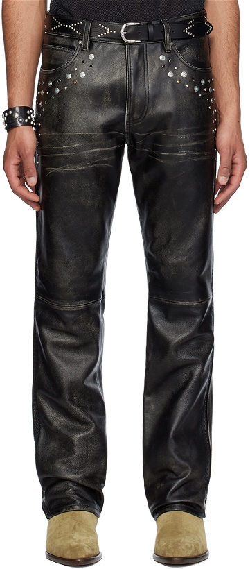 Photo: GUESS USA Black Flare Leather Pants