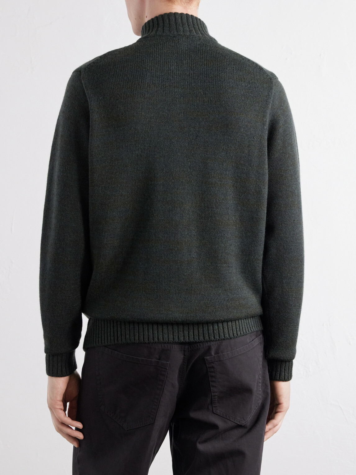 Inis Meáin - Wool and Linen-Blend Zip-Up Cardigan - Green