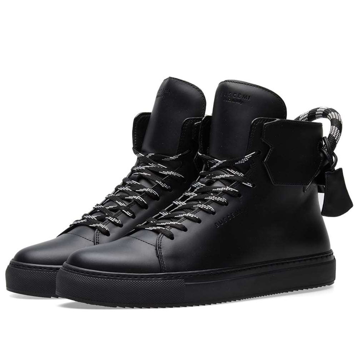 Photo: Buscemi 125MM Corda Leather High Sneaker Black