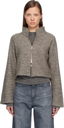 mfpen Gray Cropped Leisure Zip Up Jacket