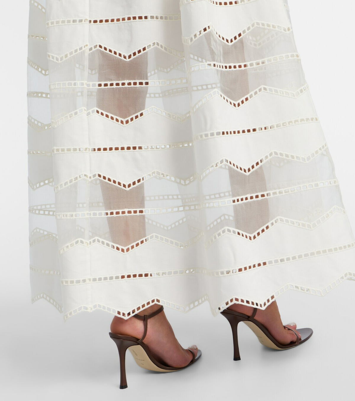 Elie Saab Belted organza-trimmed cotton maxi dress