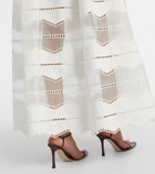 Elie Saab Belted organza-trimmed cotton maxi dress