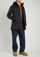 Ten C Quilted Hooded Parka Coat Blue