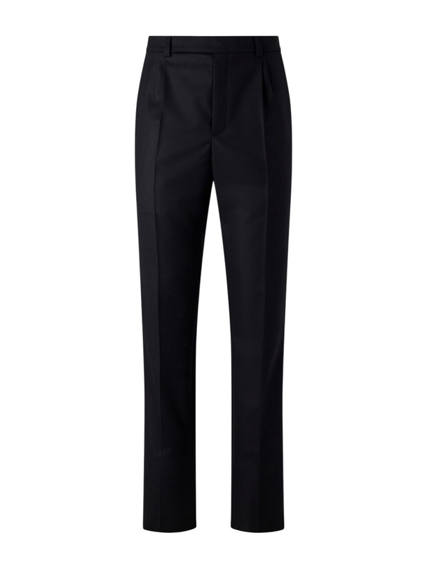 Photo: SAINT LAURENT - Tapered Brushed Wool Trousers - Black