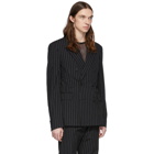 Dries Van Noten Black Pinstripe Double-Breasted Blazer