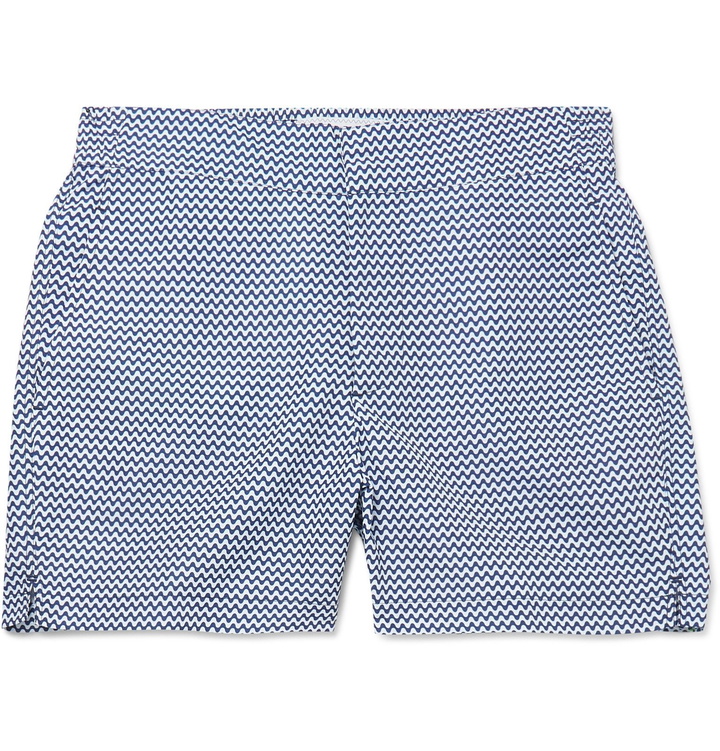 Photo: Frescobol Carioca - Mid-Length Printed Swim Shorts - Blue