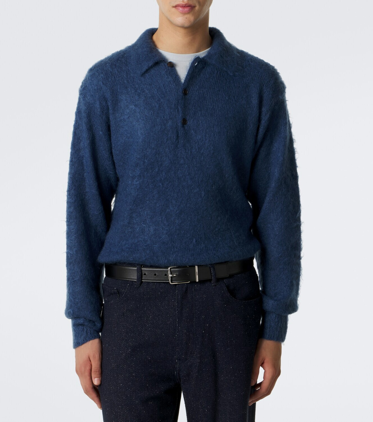 Auralee Mohair and wool polo sweater